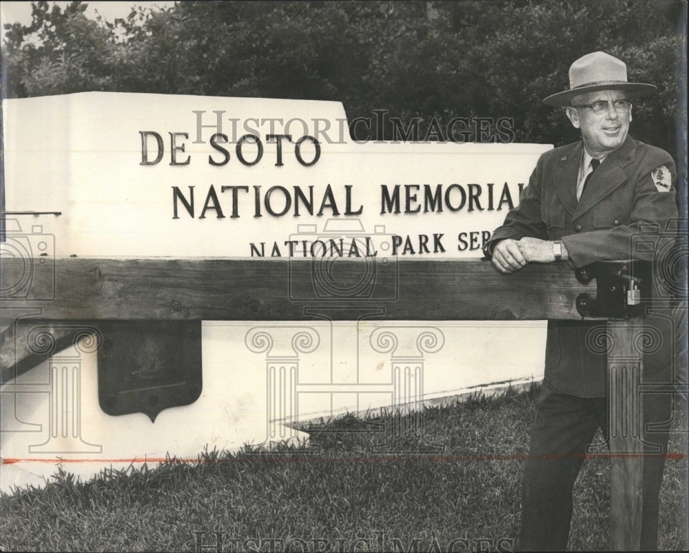 1955 Press Photo Richard G. Hopper, De Soto National Memorial - RSH76353 - Historic Images