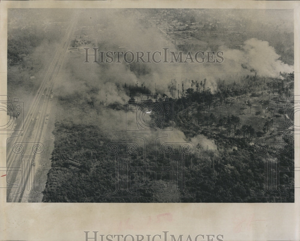 1967 Aerial View Of Brush Fire In Tampa Due To Scorching Drought - Historic Images