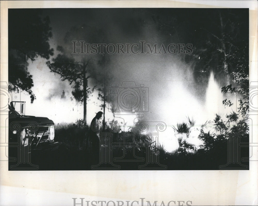1975 Don Davitt And Firefighters Work At Gateway Area Brush Fire - Historic Images