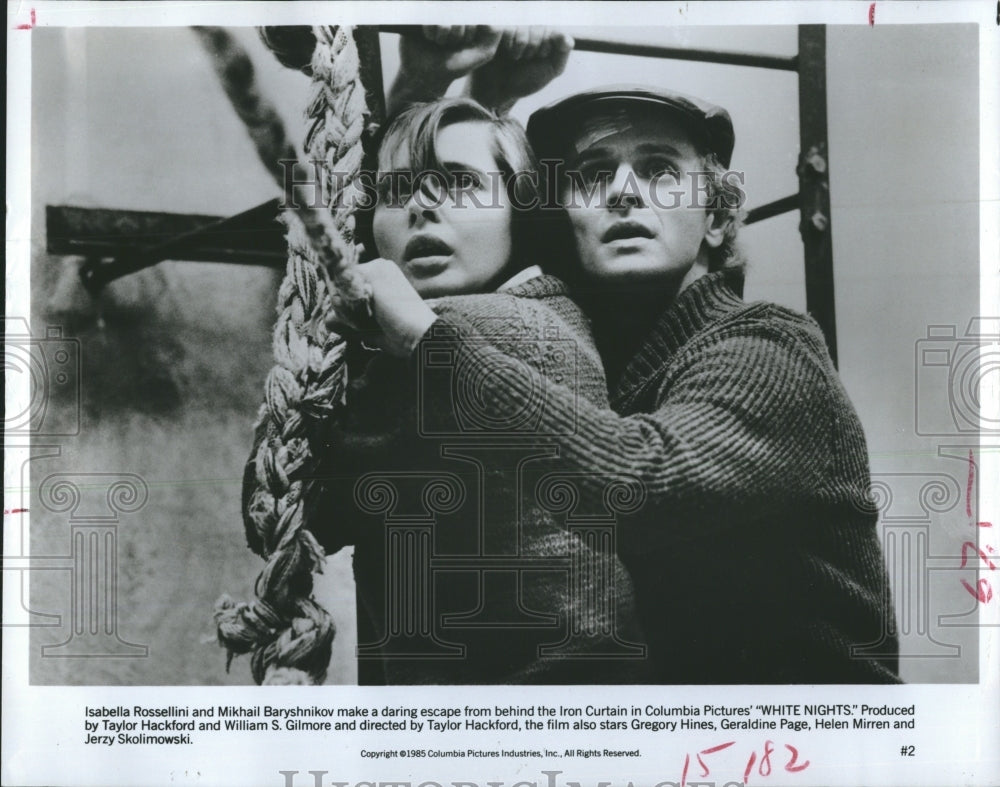 1985 Isabella Rossellini and Mikhail Baryshnikov in "White Knights" - Historic Images