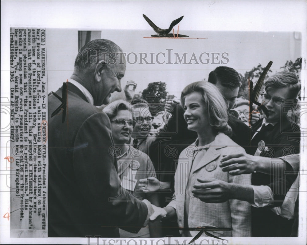 1965 President Johnson White House Visitor Mary Brooks  - Historic Images