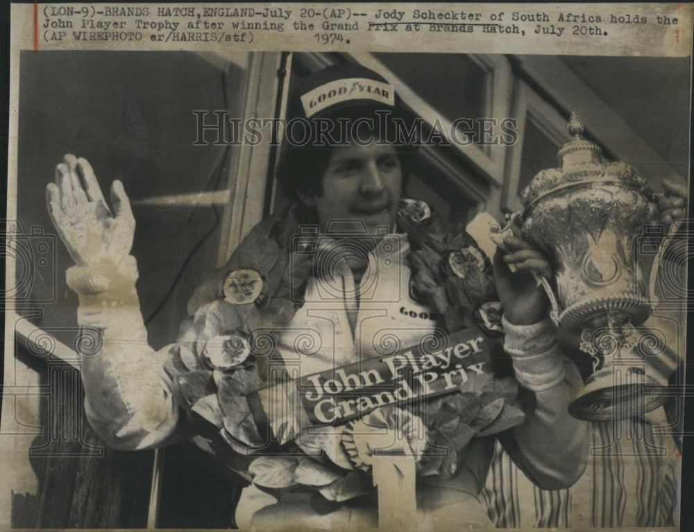 1974 Jody Scheckter Grand Prix Winner at Brands Hatch England - Historic Images