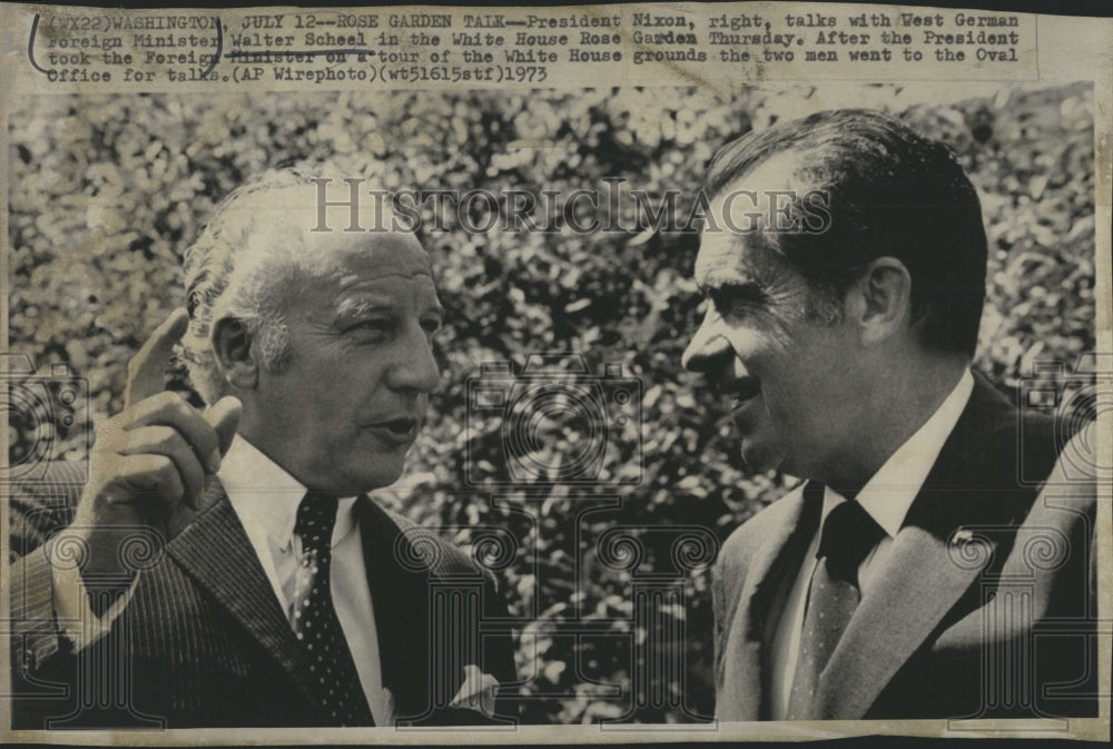 1973 President Nixon Walter Scheel West German Foreign Minister - Historic Images