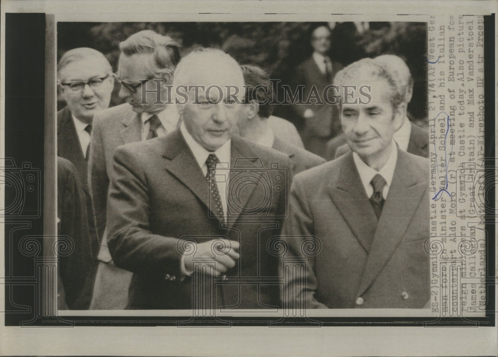 1974 Walter Scheel East German Foreign Minister Aldo Moro - Historic Images