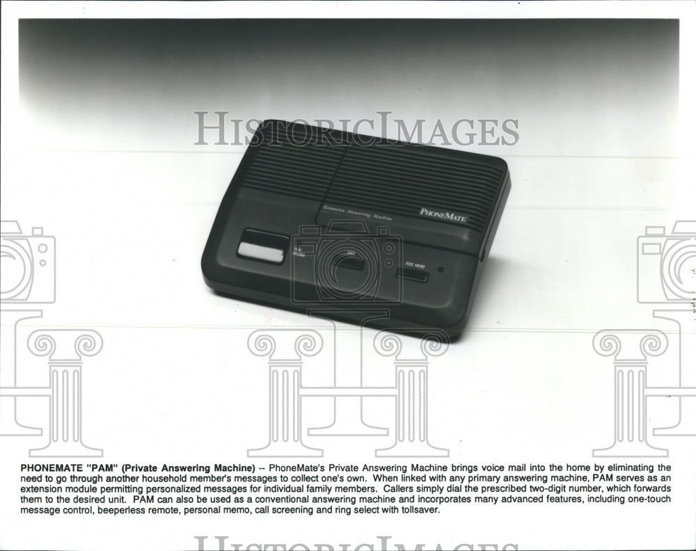 1991 Phonemate's Private Answering Machine has Voice Mail - Historic Images