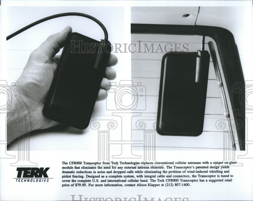 1992 Press Photo CFR900 Transceptor Terk Technologies Cellular Phone - Historic Images