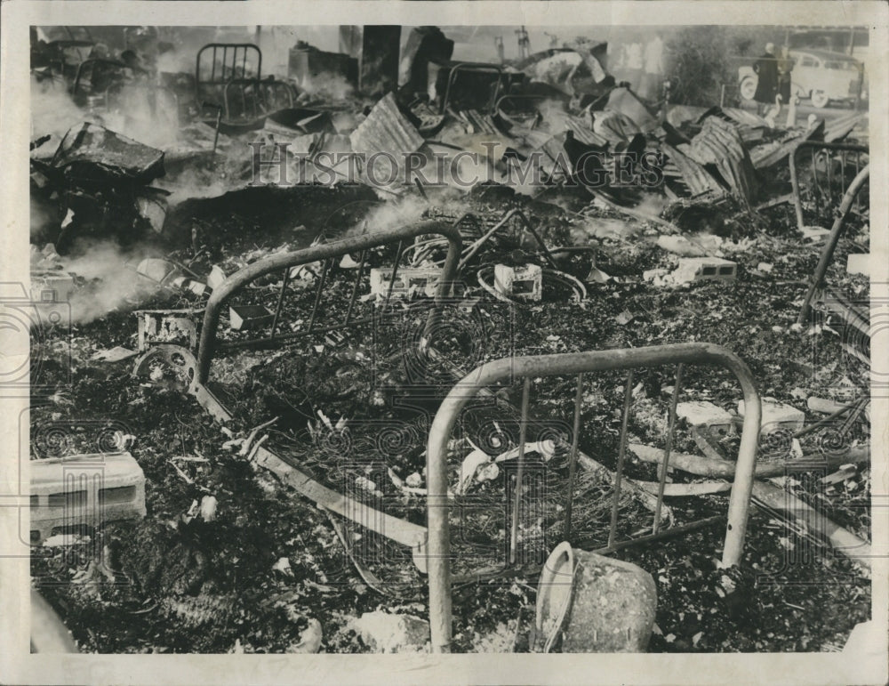 1981 Flaming shell of Little Nursing Home in 1953 - Historic Images