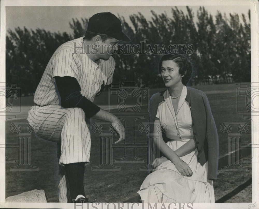 1950 Baseball Player and Lady at the park. - Historic Images