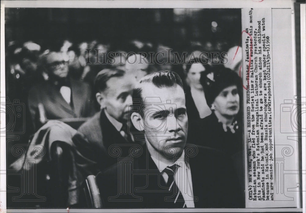 1960 Viktor Jaaminets attends Estonian Evangelical Lutheran Church - Historic Images