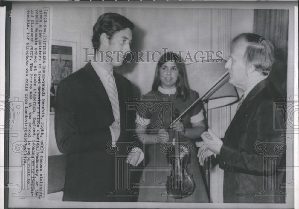 1970 Yehudi Menuhin American violist and Prince Charles.  - Historic Images