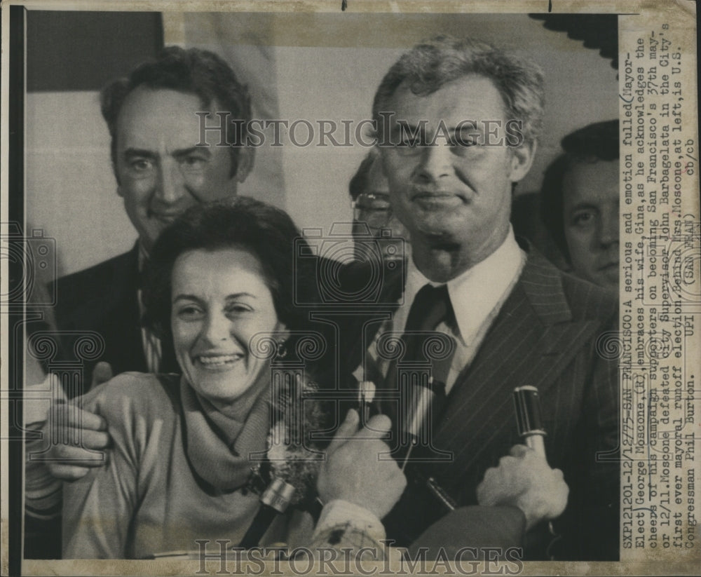 1975 Mayor George Moscone,of San Francisco,with wife Gina - Historic Images