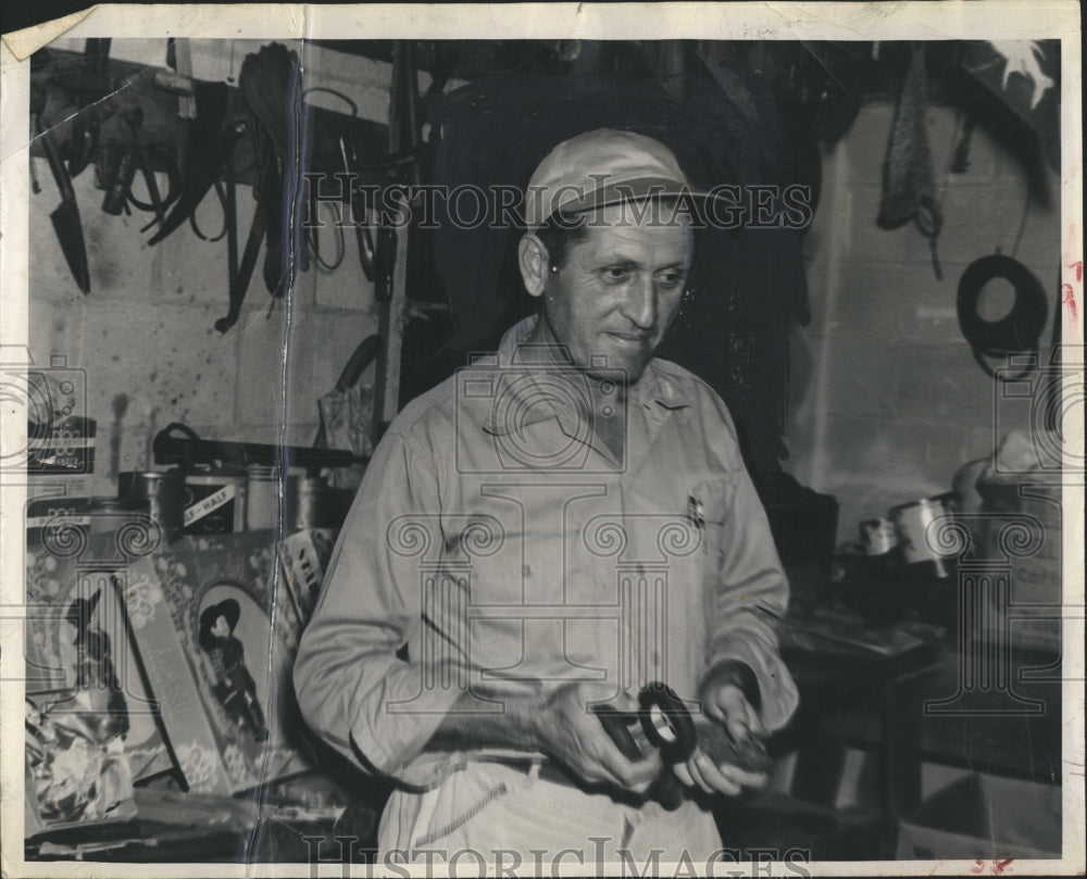 1956 Santa Nick Pesas Makes Toys For Needy Children In His Workshop - Historic Images