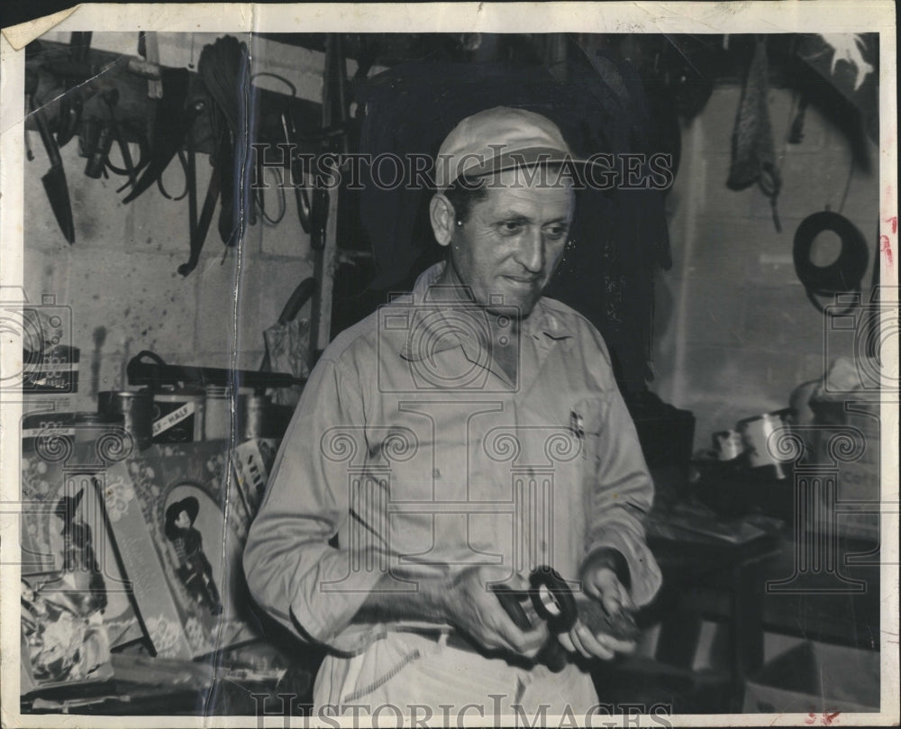 1956 Santa Nick Pesas Makes Toys For Needy Children In His Workshop - Historic Images