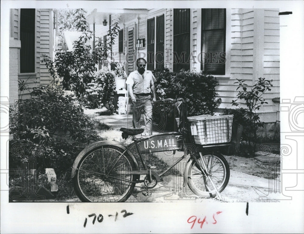 1979 Don Kosior, mailman rides bike during the energy crisis.-Historic Images