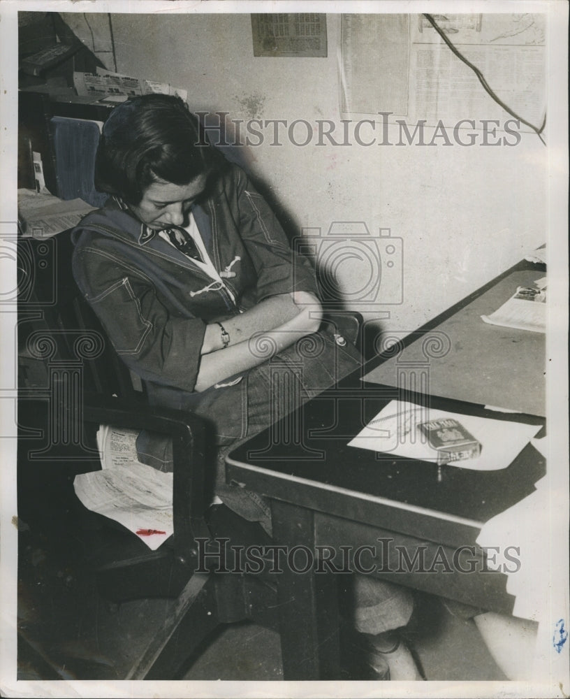 1955 A Venice Gondolier News Reporter asleep at his desk  - Historic Images