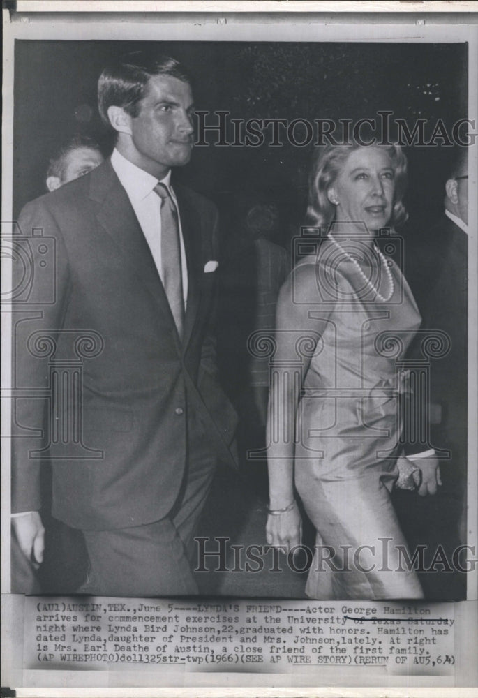 1966 Actor George Hamilton and Mrs. Earl Deathe at UT Commencement - Historic Images