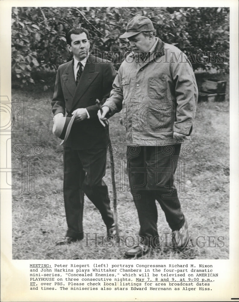 Press Photo John Harkins &amp; Peter Riegert star in &quot;Concealed Enemies&quot; - Historic Images