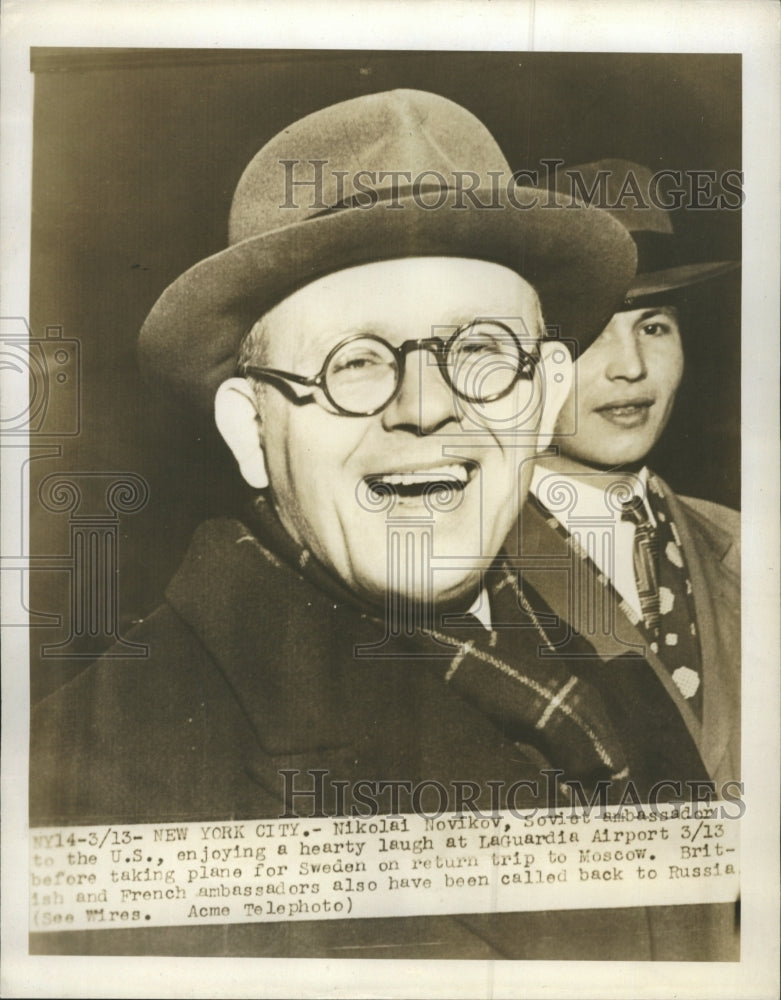 1945 Soviet ambassador to the U.S. Nikolai Novikov in LaGuardia - Historic Images