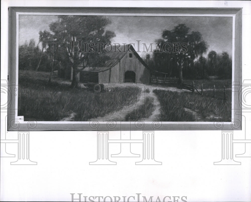 1968 Painting by Frank Hawkins. - Historic Images