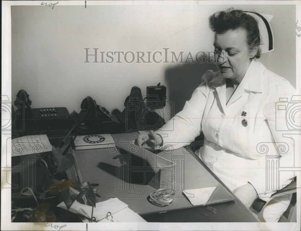 1952 Mrs. Evelyn Madden At Desk - Historic Images