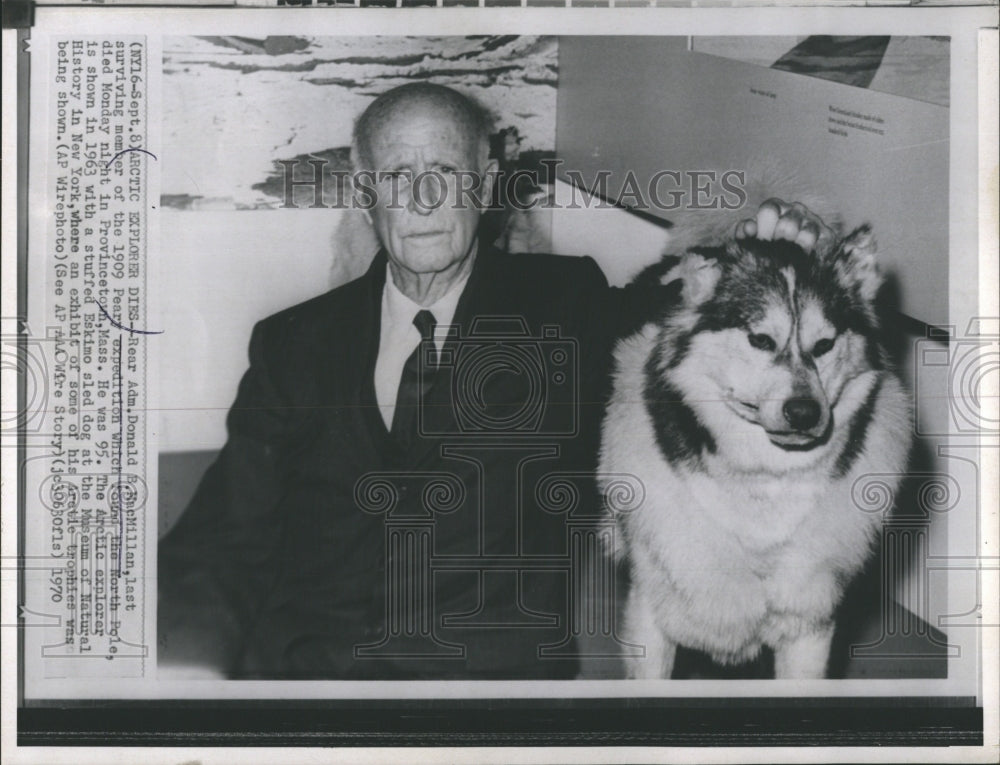 1970 Adm.Donald MacMillan which his Stuffed Eskimo. - Historic Images