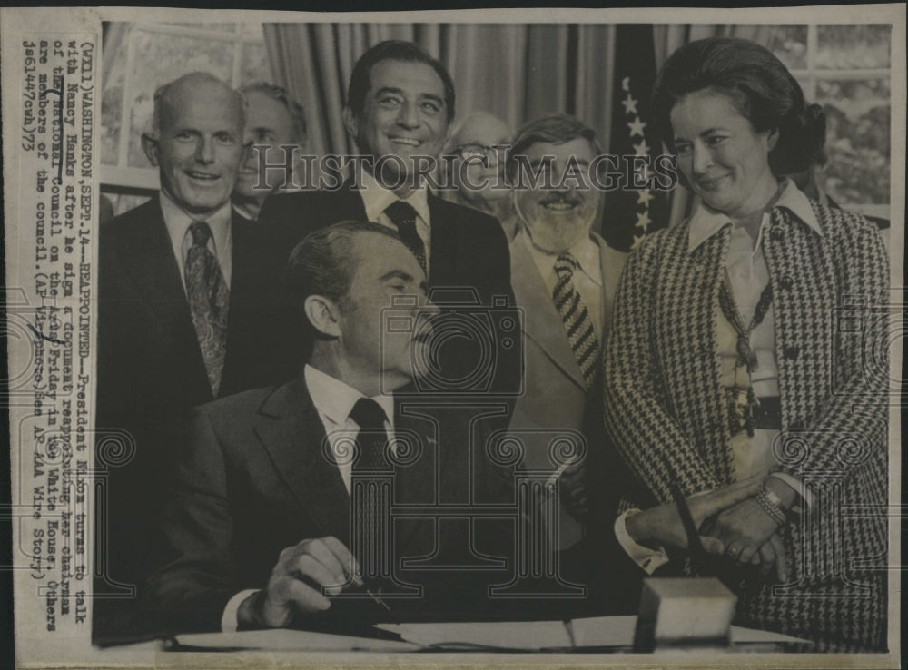 1973 President Nixon & Nancy Hanks in White House - Historic Images