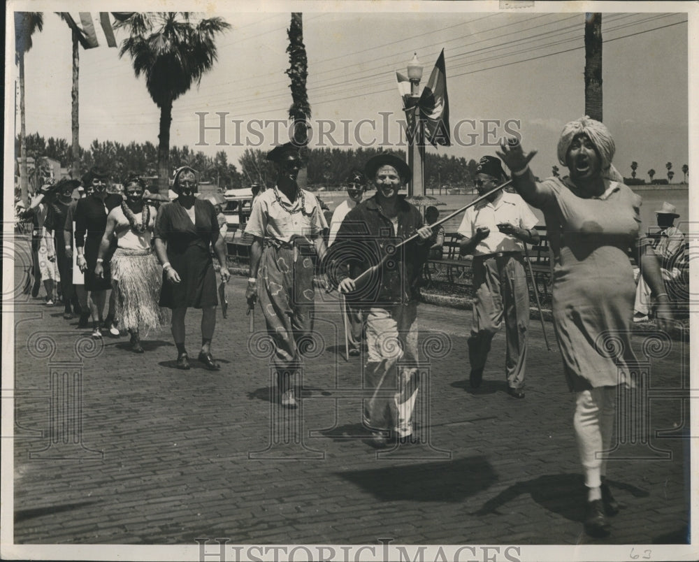 1949 Annual Shrine Club Initiation Parade Candidates Heckled - Historic Images