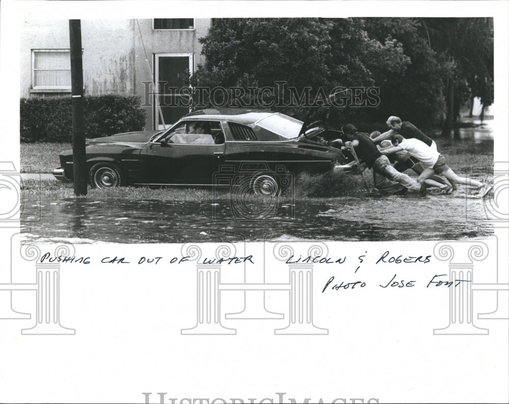 1987 Car Flood Lincoln Rogers Florida - Historic Images