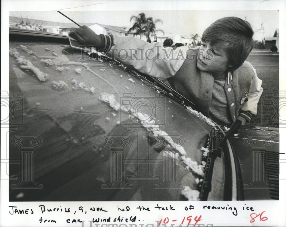 1980 Cold Weather Ice New Port Richey Florida Boy Car Windshield - Historic Images