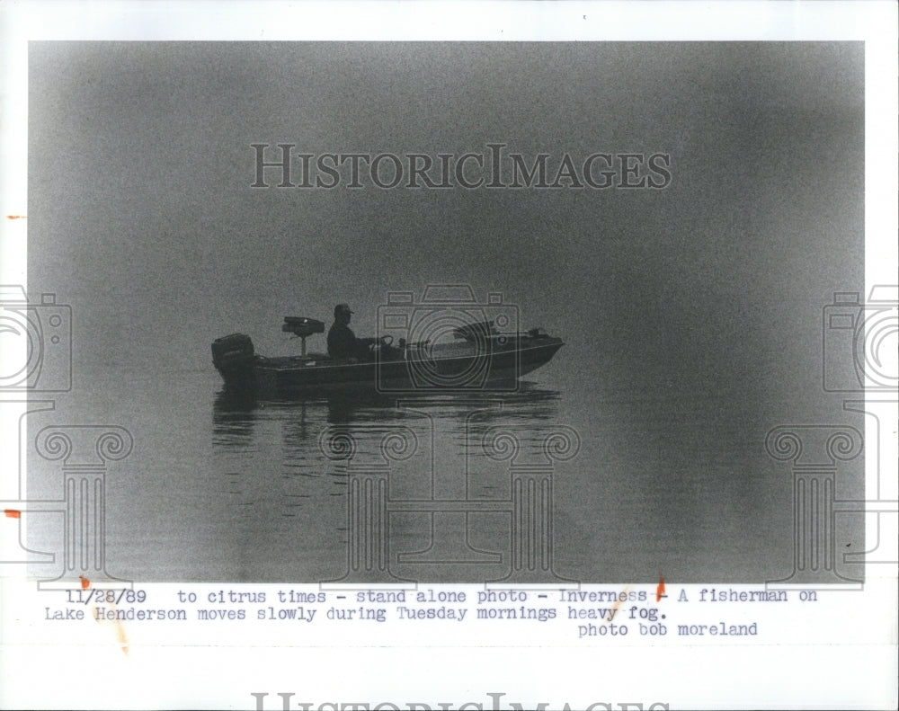 1989 Weather Fog Fisherman Lake Henderson Inverness Florida - Historic Images