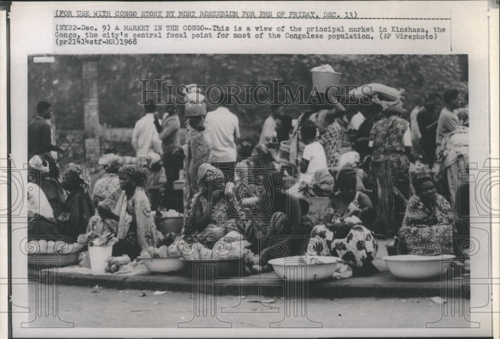 1968 View of Principal Market in the City of Kinshasa in the Congo - Historic Images