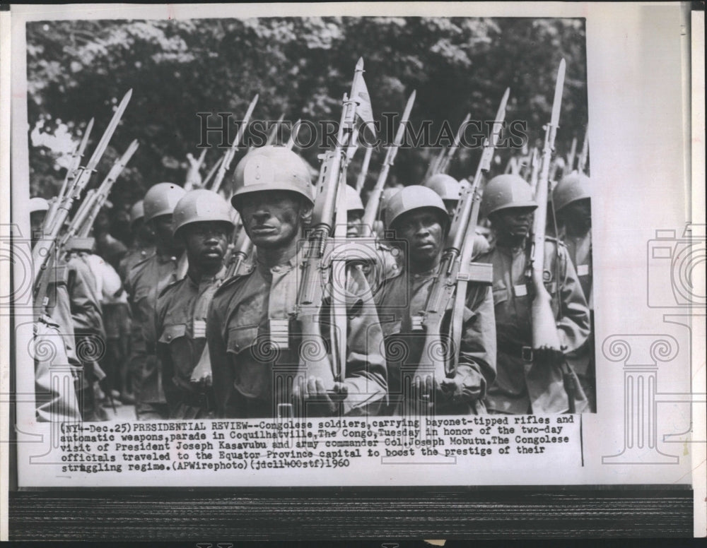 1960 Congolese soldiers review for President Joseph Kasavubu - Historic Images