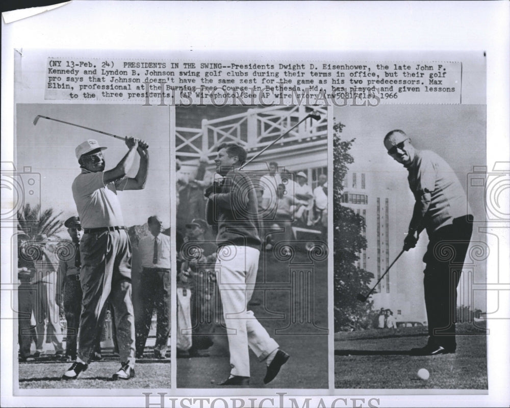 1966 Presidents Johnson and Eisenhowerand Kennedy swing Golf Clubs - Historic Images