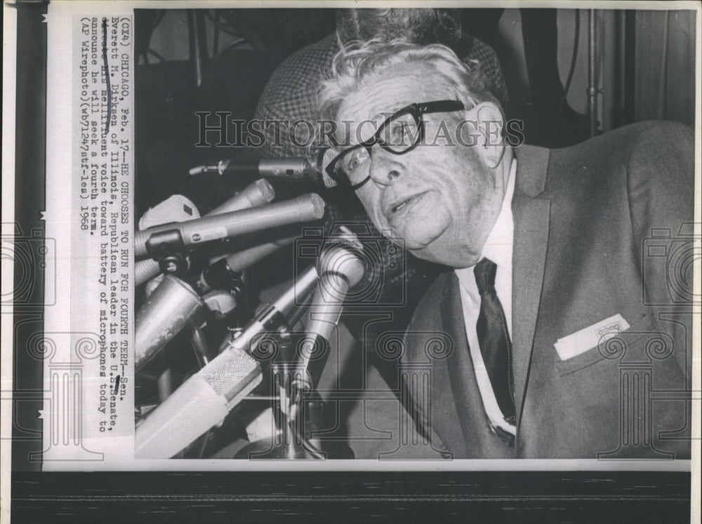 1968 Sen Everett M Dirksen ILLinois Republican Leader in Senate - Historic Images