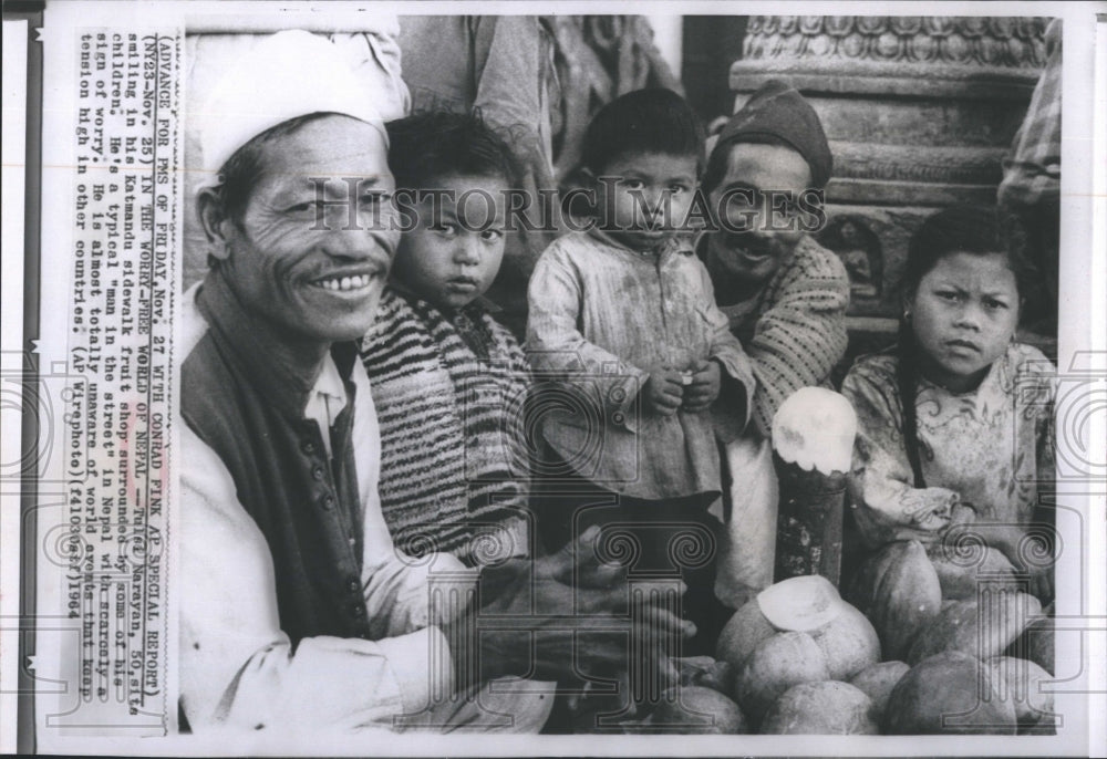 1964 Katmandu Nepal Tulsi Narayan Fruit Shop Children - Historic Images
