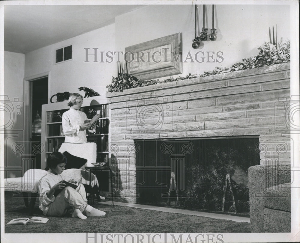 1956 Decorative Fireplace. - Historic Images