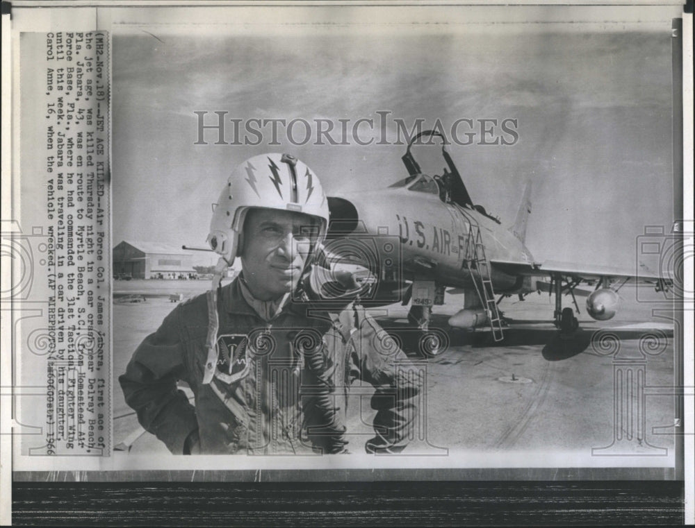 1966 Ari Force Col. Jams Jabara killed in car crash. - Historic Images