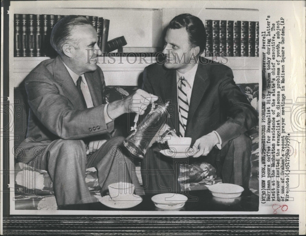 1957 NY Gov. Averell Harriman and Evangelist Billy Graham - Historic Images