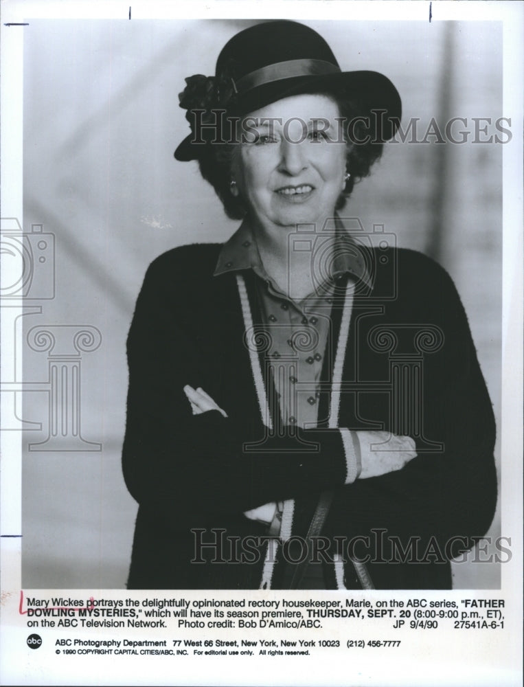 1991 Press Photo Mary Wickes Actress in TV Series Father Dowling Mysteries - Historic Images