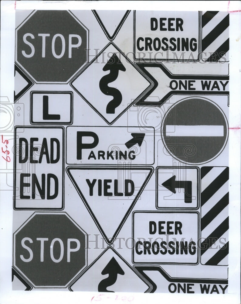 Press Photo Road Sign Wallpaper. - Historic Images