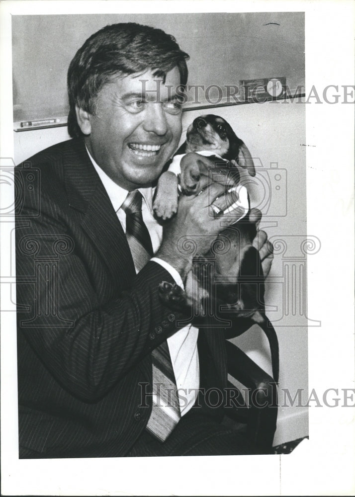 1979 David Fletcher Florida Businessman Manager with Puppy Dog - Historic Images