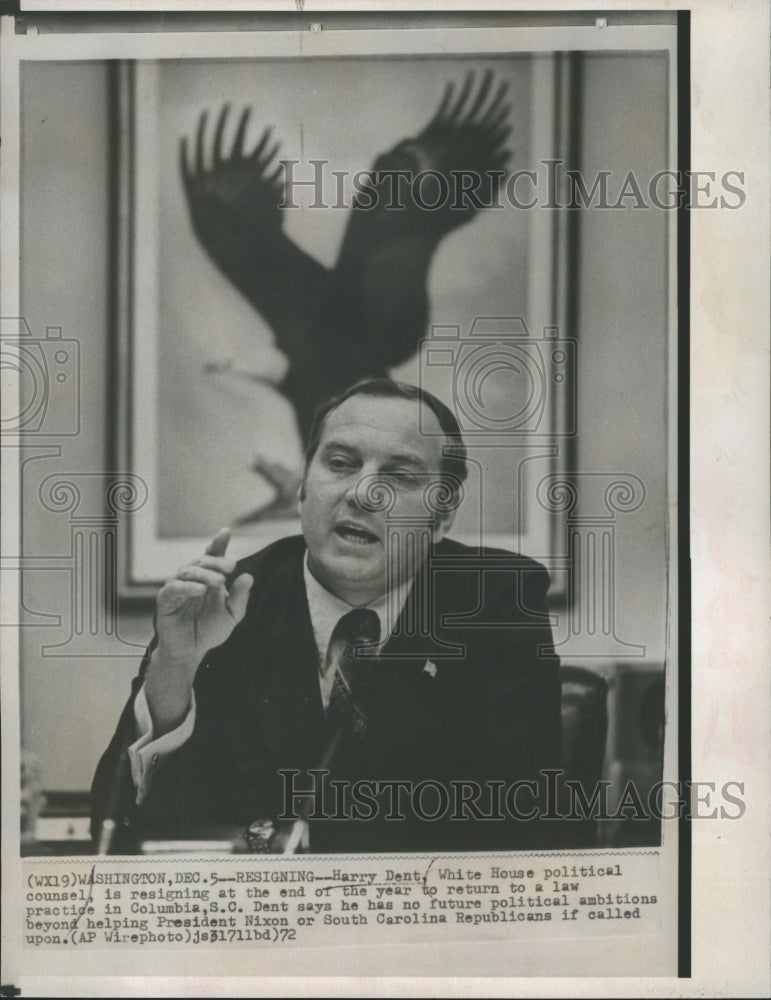 1972 Harry White House President Nixon Counsel Lawyer Resigns - Historic Images