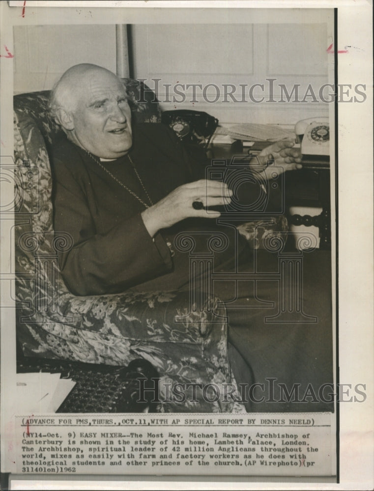 1962 Rev. Michael Ramsey, Archbishop of Canterbury - Historic Images