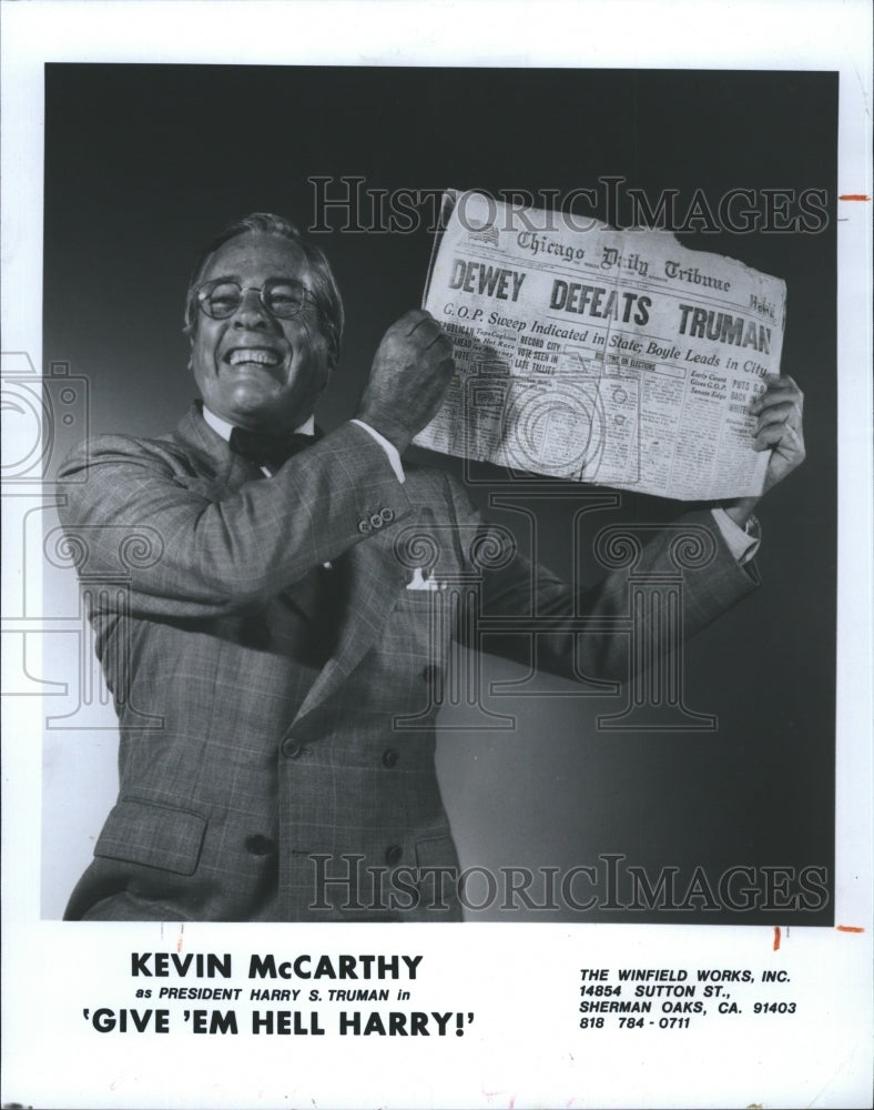1985 Actor Kevin McCarthy as Pres. Truman. - Historic Images