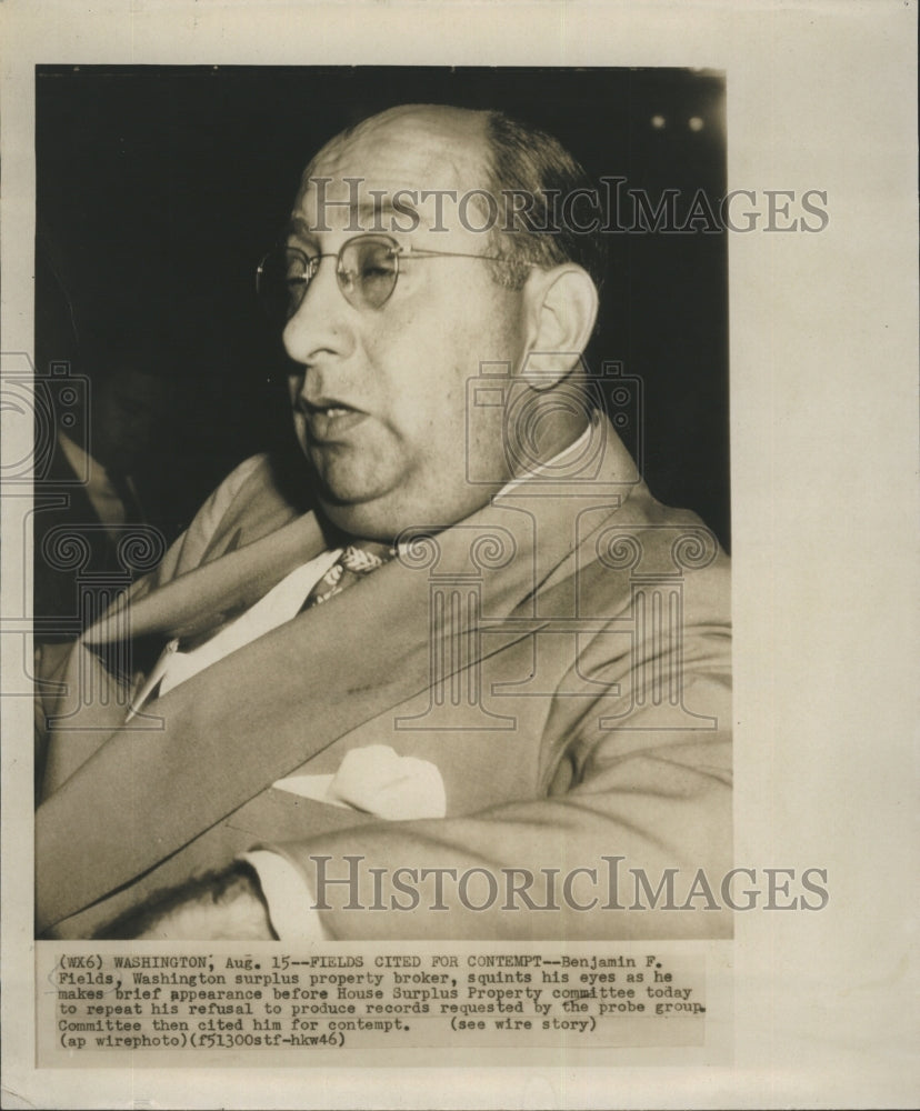 Press Photo Benjamin Fields Refuses to Produce Records For House Committee Probe - Historic Images
