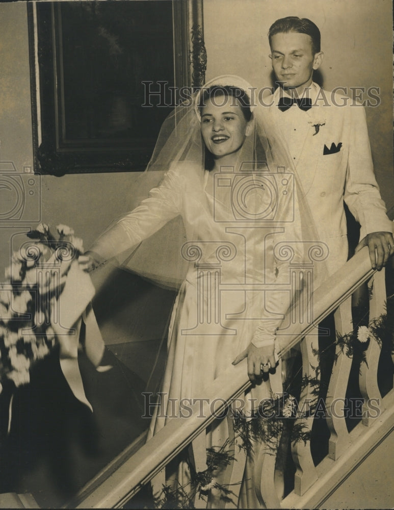 1948 Groom Leighton Thomas and Bride Barbara Brinson Wedding - Historic Images