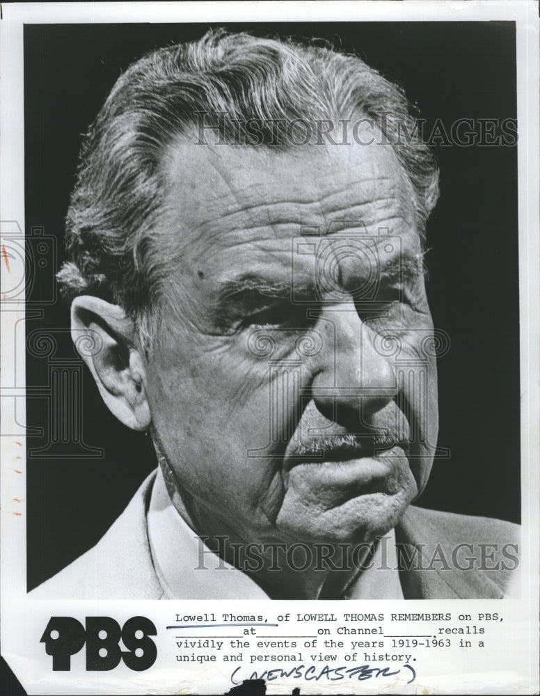 1976 Newscaster Explorer Lowell Thomas Remembers PBS TV Show - Historic Images