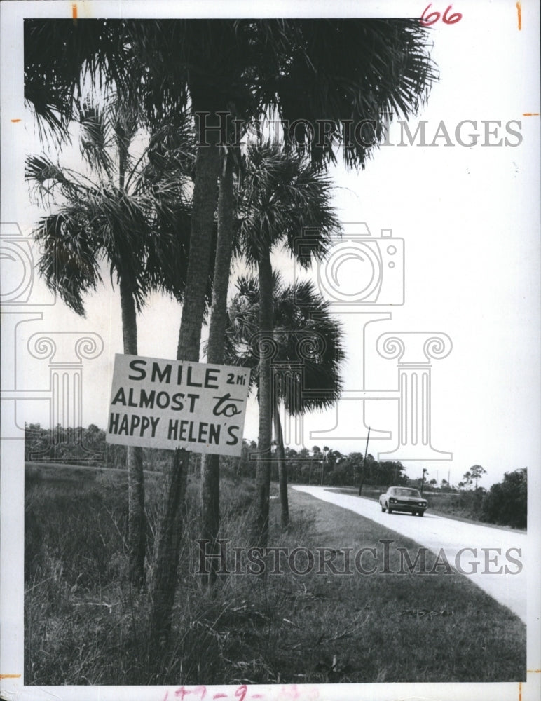 1973 Happy Helen's Roadside Sign Lounge Dance Floor Helen Tareila - Historic Images