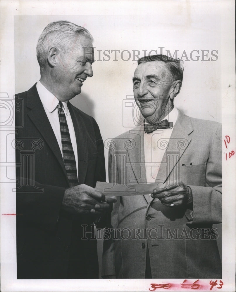 1964 Harry Carey and Andrew Tate with Check to Carver Nursery Assoc - Historic Images