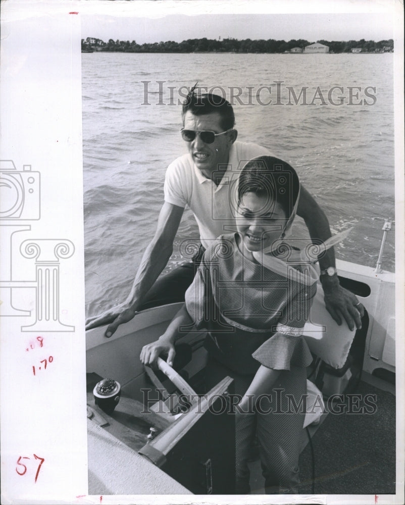 1966 Fashion Model Marissa Carmody with GI Thomas Carmody on Boat - Historic Images